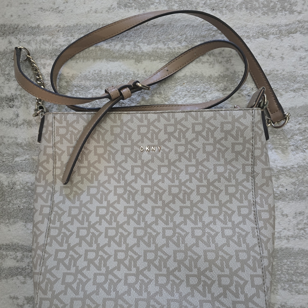 DKNY Beige and Brown Crossbody Bag